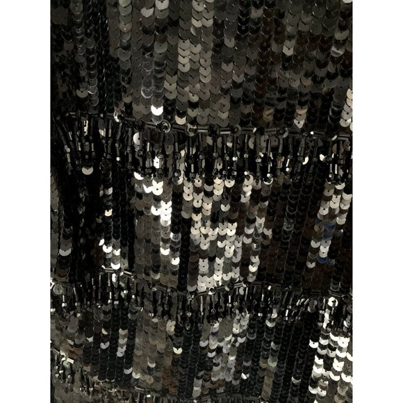 Vintage Nolan Miller Black Sequin Jacket w/ Dangling Beads Size 6 - Picture 5 of 6